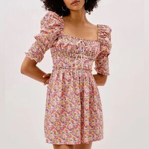 FOR LOVE & LEMONS LIBBY MINI FLORAL DRESS BOW DETAILS NWOT